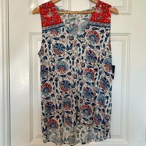Lucky Brand Sleeveless Floral V-Neck Top NWT